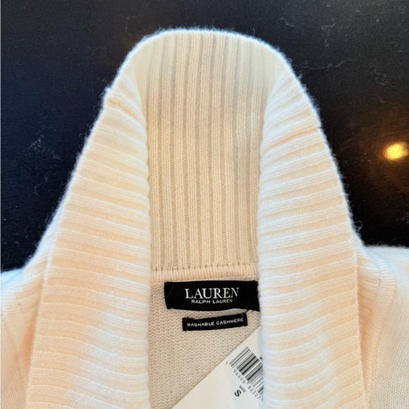 Lauren Ralph Lauren Cream Shawl Collar Washable Cashmere Women's Cardigan NWT - Picture 7 of 9